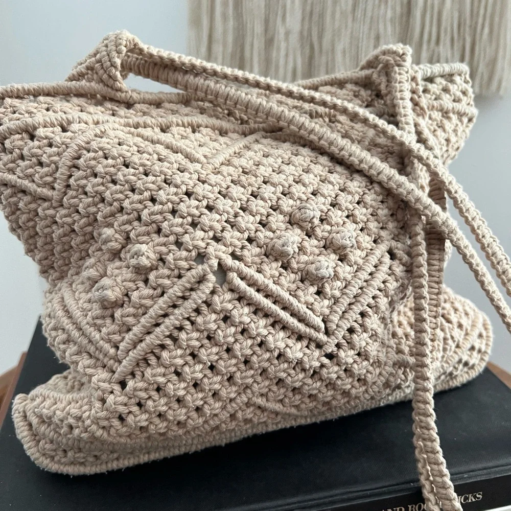 Cappelli Handcrafted Beige Crochet Bag Spring Summer Festival Season